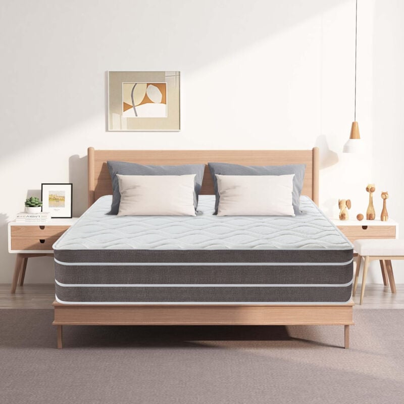 Matelas à ressorts,sur matelas 2 personnes 140x190 - Antibactérien - Anti-acarien - meilleur matelas pour le mal de dos - Ép 22cm- Fermeté Moyenne