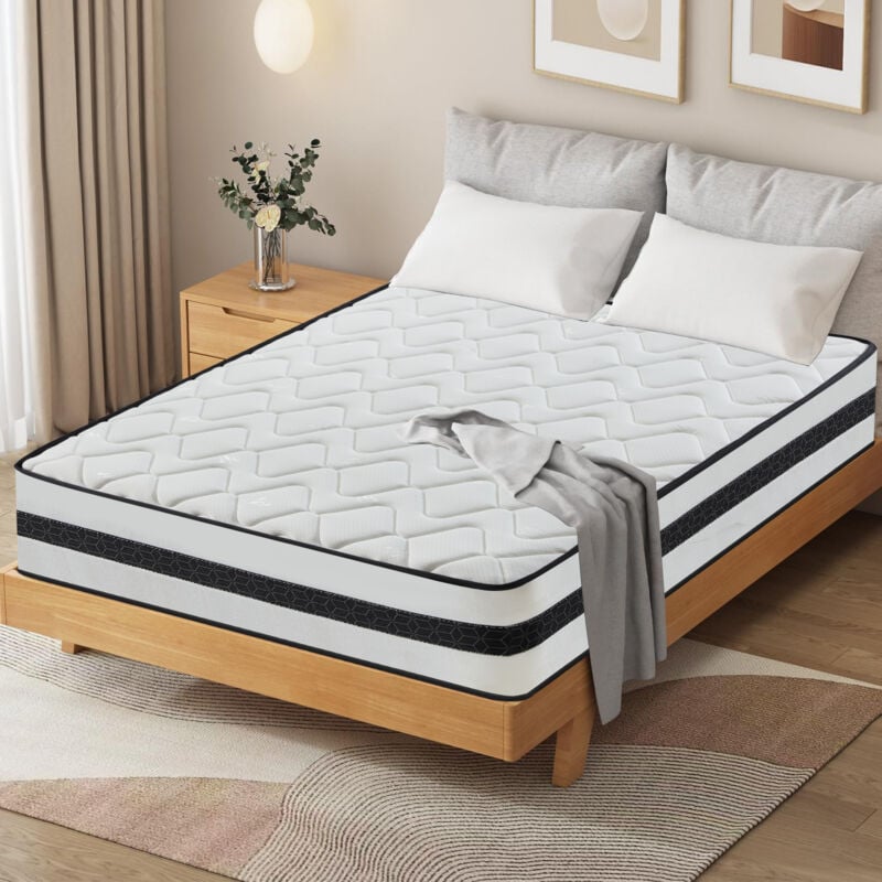 Matelas mémoire de forme et ressorts ensachés 140x190 épaisseur 23cm,matelas orthopédique soutien parfait,confort ferme