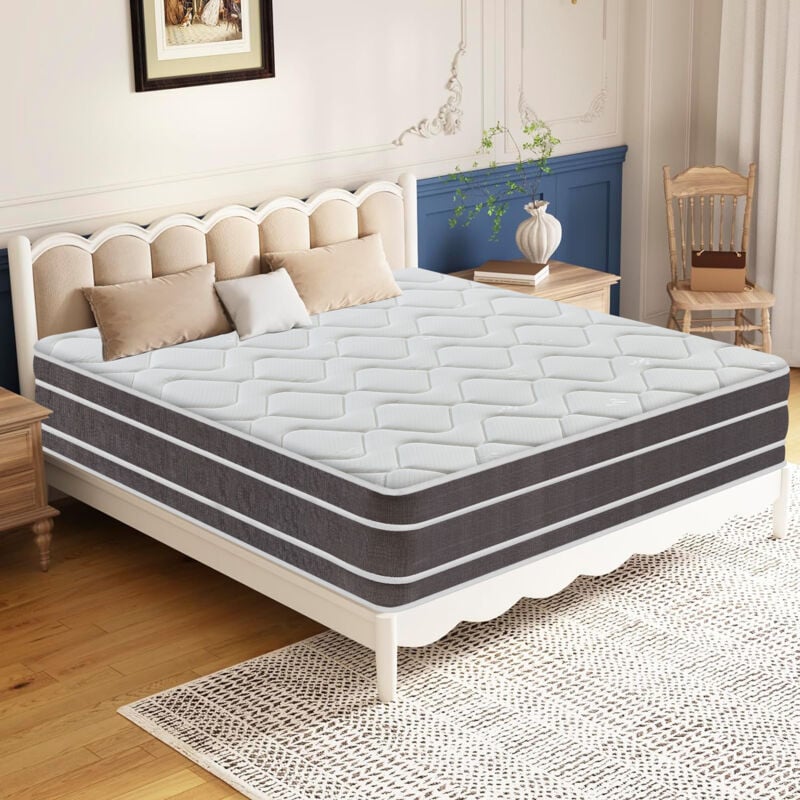 Matelas 140x190 cm - Ép 23cm - Ressorts Ensachés - 7 Zones -Matelas Hybride Haute Résilience - Moyenne Ferme -Hypoallergénique