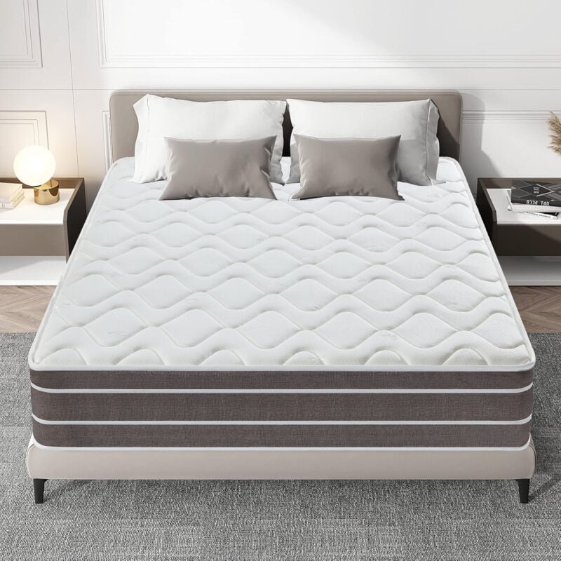 Yidatong - Matelas 140x190 cm à Mémoire de Forme - Ép 25cm, fermeté modérée, Confortable et Respirant, antibactérien et Anti-acariens