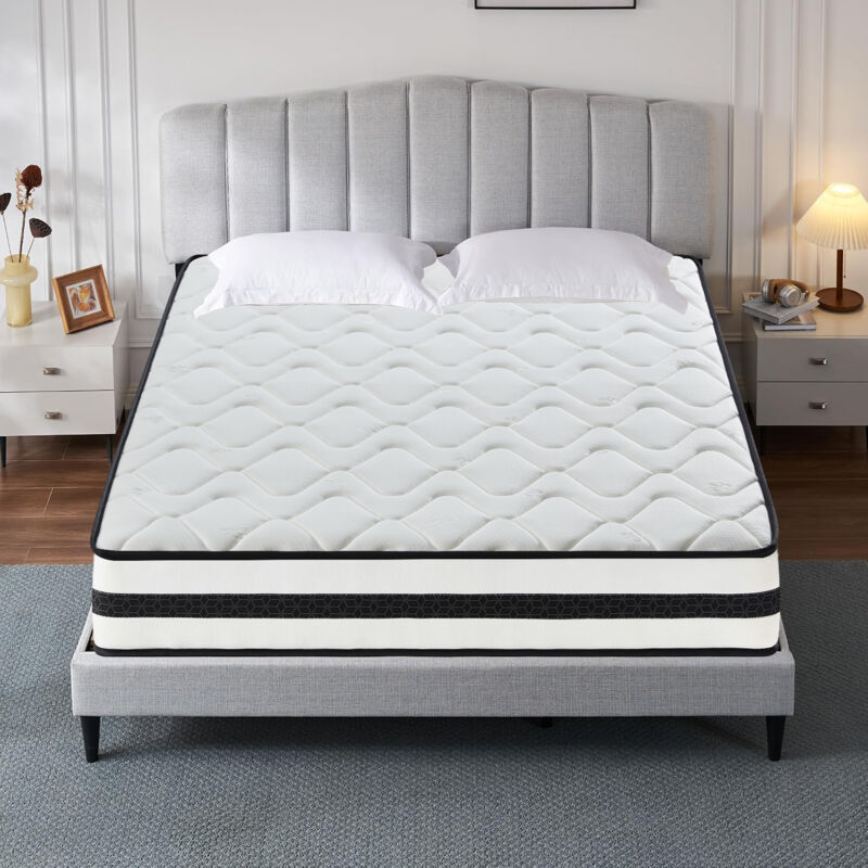 Matelas 140x190 cm, Ép 24cm,sur matelas 2 personnes, Matelas à Ressorts Ensachés et à Mémoire de Forme, Moyenne Ferme