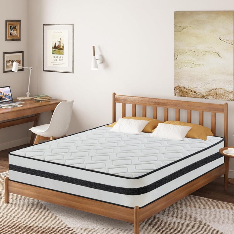 Yidatong - Matelas 140x190 à Ressort - Épaisseur 23cm - Matelas à Ressort avec Mousse de Mémoire de Forme - matelas de lit d'adulte-antibactérien et