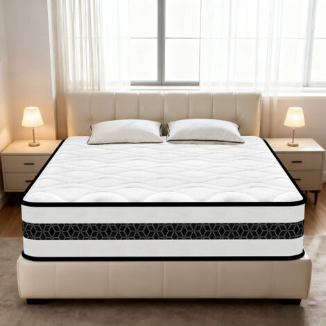Matelas Hybride 140x190 Cm - Mousse Mémoire + Ressorts Ensachés - Hauteur 25 Cm - Silencieux, Respirant - Soutien Moyen-doux