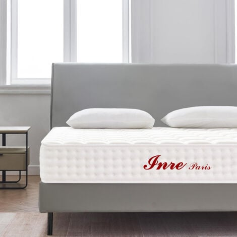Matelas 140x190 cm INRE, Épaisseur 22cm, Mousse à Mémoire de Forme, Confort Ferme, Réversible, 7 zones ergonomique