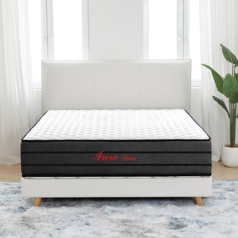 Matelas 140x190 cm INRE, Épaisseur 25 cm, Ressorts Ensachés, Confort Ferme, Solide et Confortable, Certifié Oeko-tex, 7 Zones Différenciées