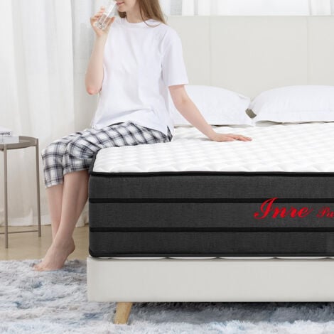 Matelas 140x190 cm INRE Très épais 25 cm Mousse mémoire de forme, Réversible Soutien Parfait, Hypoallergénique