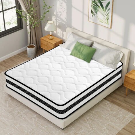 Matelas 140x190 cm, matelas à ressorts ensachés, Épais25 cm - Blue Latex, Mémoire de forme HR, Tissu hypoallergénique