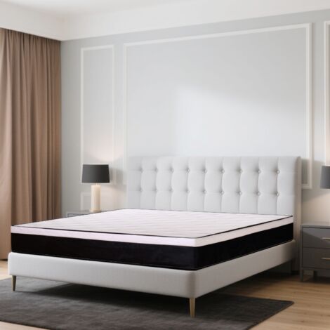 VICMHUANG Matelas 140x190cm Épaisseur 26cm Matelas à Ressorts ensachés Soutien en 7 Zones Blanc et Noir