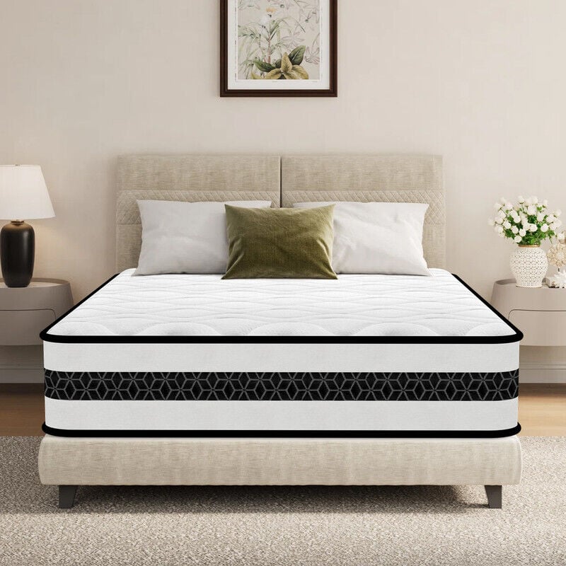 Matelas 140x190cm,matelas à ressorts ensachés, mousse à mémoire de forme, hauteur 23 cm,8 zones de confort,Soutien Parfait,Hypoallergénique- YIDATONG