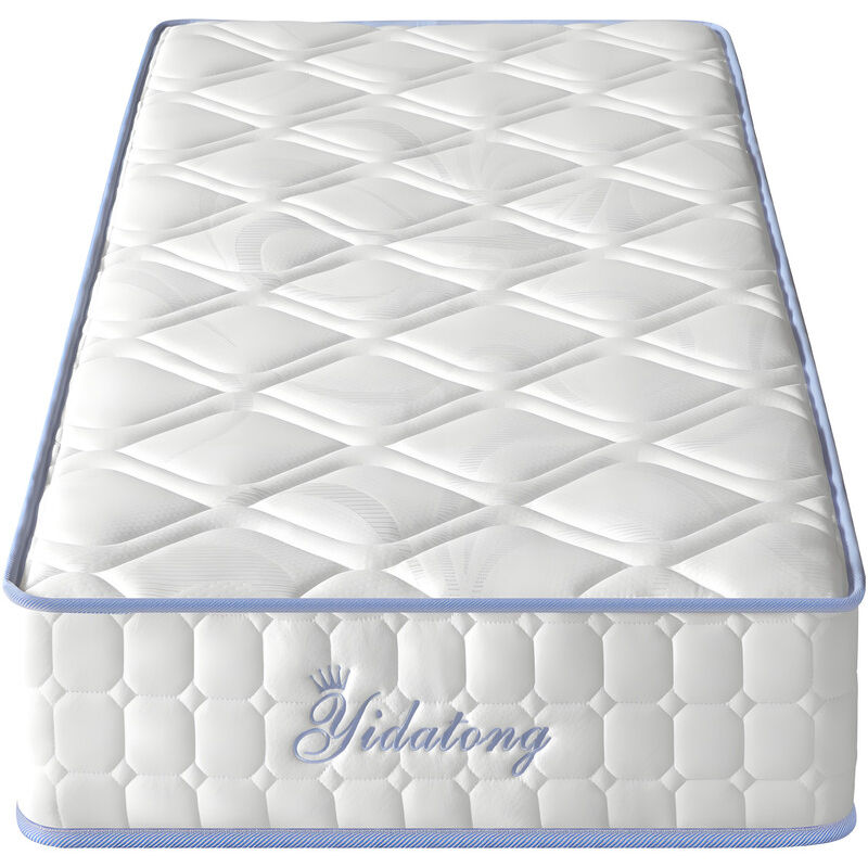 Matelas 90x190 cm Premium, Ép 23cm - Durable, Haute Densité, 7 Zones, Matelas à ressorts avec mousse à mémoire de forme et Latex