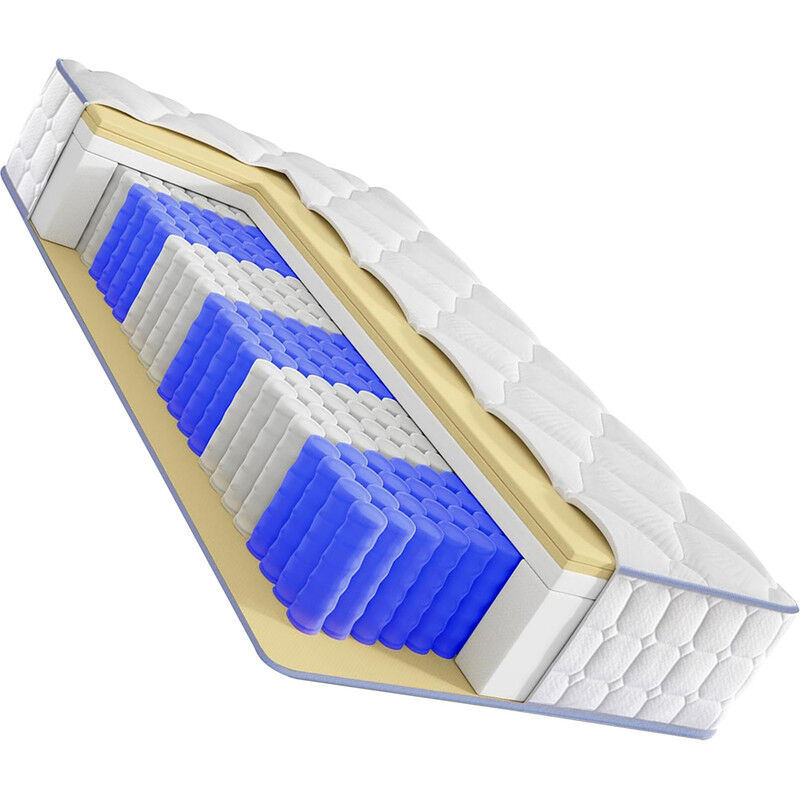 Matelas 90x190, 24CM, Matelas à Ressorts Ensachés, Mousse de Confort Double, Isolation des Mouvements, Oeko-TEX, Soutien Lombaire