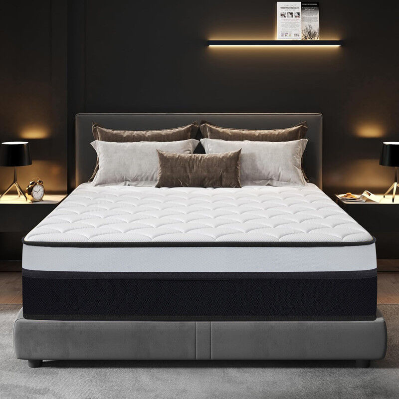 Matelas 90x190 cm Premium, Ép 25cm - Durable, Haute Densité, 7 Zones, Matelas à ressorts avec mousse à mémoire de forme et Latex