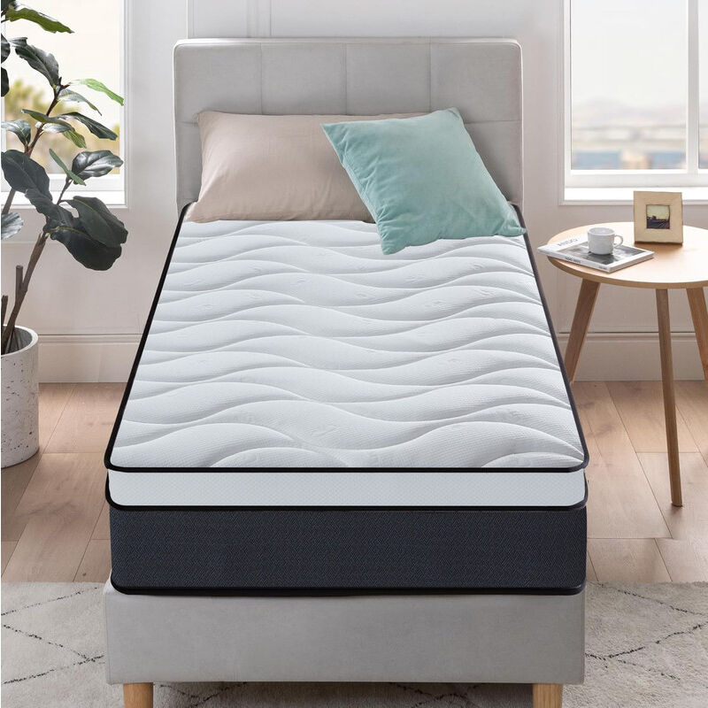 Luxe Matelas 90x190 cm Ép 25cm, PerfectSleep - YIDATONG - hybride Ressorts ensachés Mousse à mémoire de forme Latex, fermeté modérée, 7 Zones,