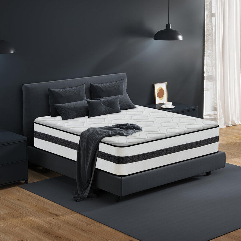 Yidatong - Luxe Matelas 140x190 cm Ép 25cm, PerfectSleep hybride Ressorts ensachés Mousse à mémoire de forme Latex, fermeté modérée, 7 Zones,