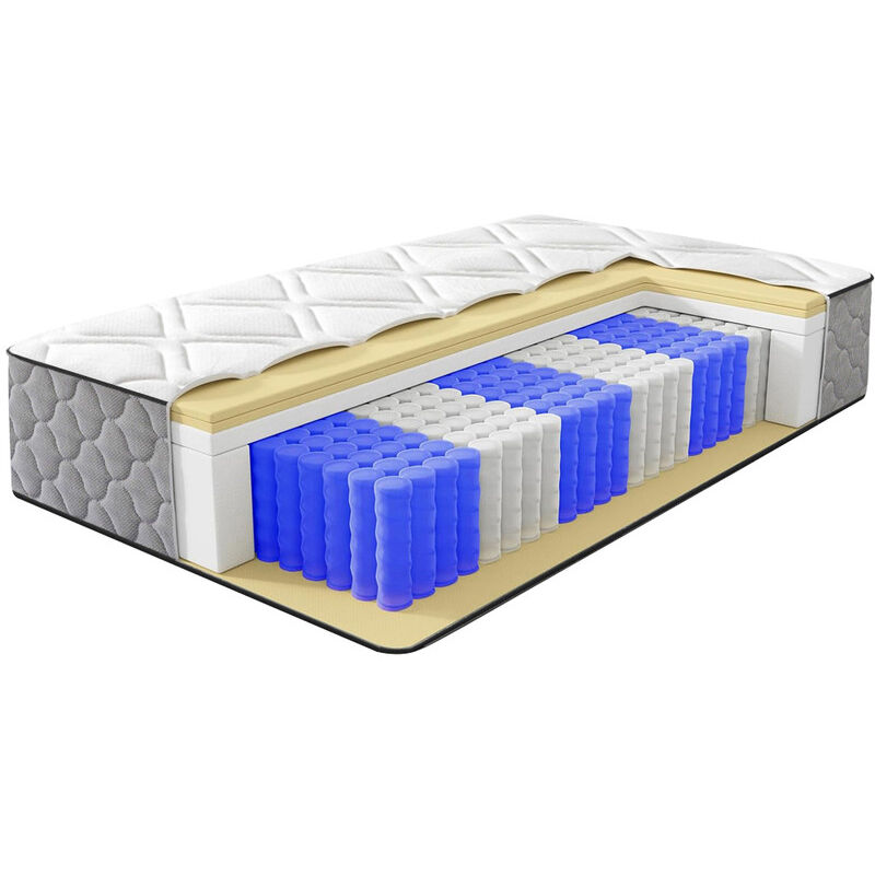 Yidatong - Luxe Matelas 90x190 cm Ép 25cm, PerfectSleep hybride Ressorts ensachés Mousse à mémoire de forme Latex, fermeté modérée, 7 Zones,