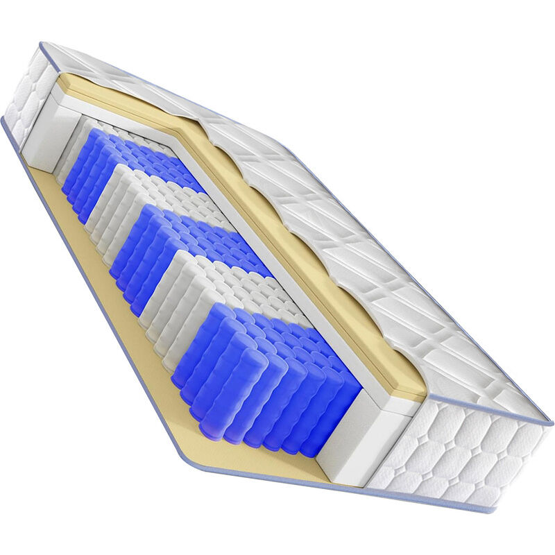 Yidatong - Matelas 90x190 cm Très épais 25cm hybride Ressorts ensachés Mousse à mémoire de forme Latex, 7 Zones, Hypoallergénique, fermeté modérée,