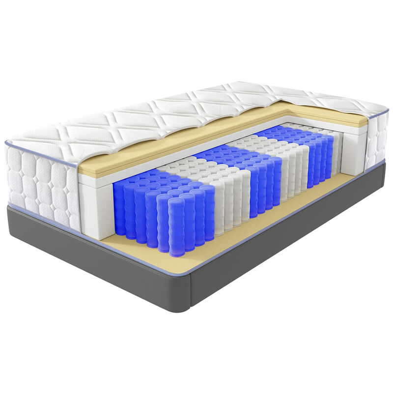 Yidatong - Matelas 90x190 cm épaisseur 25cm Premium - Hybride: Ressorts ensachés Mousse à mémoire de forme Latex, fermeté modérée, 7 Zones,