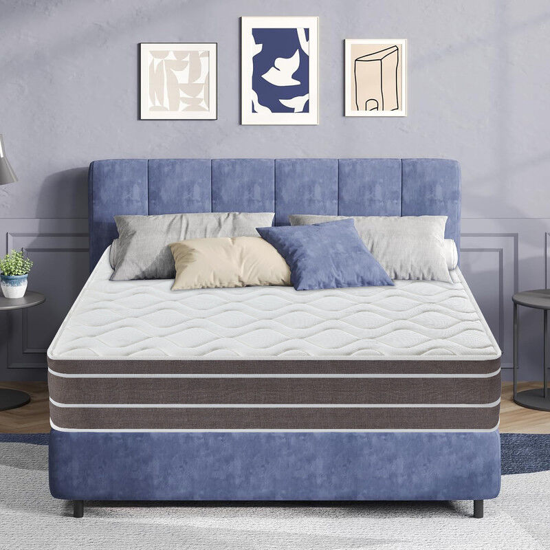 Yidatong - Luxe Matelas 140x190 cm Ép 25cm, PerfectSleep hybride Ressorts ensachés Mousse à mémoire de forme Latex, fermeté modérée, 7 Zones,