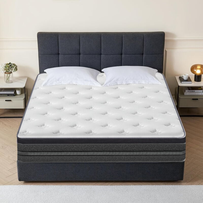 Matelas 140x200 cm - Ép 30cm - Super Respirant - Ressorts Ensachés Indépendant - Matelas adulte - Matelas de couple
