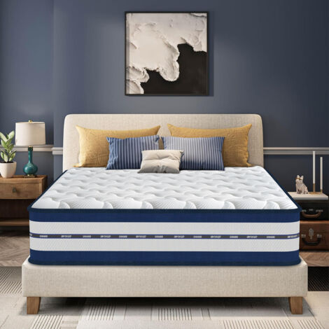 Matelas Hybride 140x190 Cm - 30 Cm épais - Mousse Mémoire + Ressorts Ensachés - Fermeté H3 - 7 Zones De Confort - 4