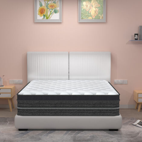 Matelas 140x200 cm, épaisseur 28 cm,7 Zones ergonomiques, Matelas à ressorts ensachés,Soulage la fatigue et aide à dormir
