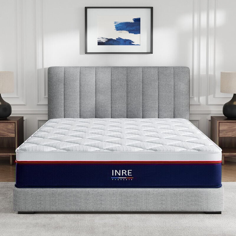 Matelas 160x200 cm Inre Double Face Épaisseur 30cm Respirant Anti-Bactérien Anti-Acariens Confortable