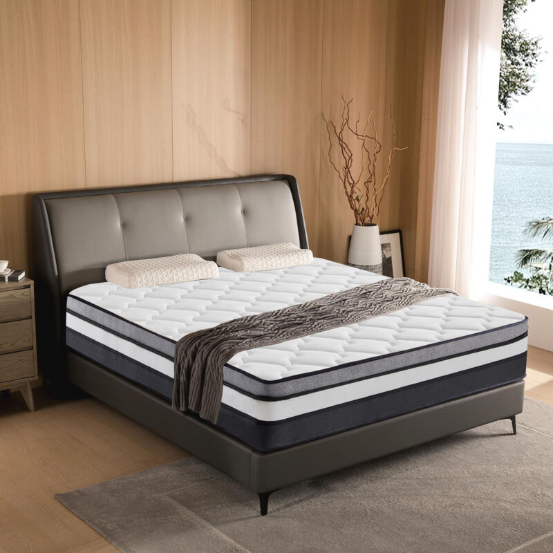 Matelas 140x200 cm - Très Épais 30cm - Ergonomique - Anti-acariens - 8 Zones de Confort -Ressorts ensachés - Fermeté Moyenne