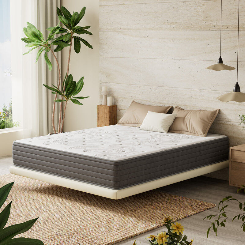Matelas 90x200CM,Ressorts Ensachés, 25cm, 7 zones, certifié oeko-tex, Dureté équilibrée