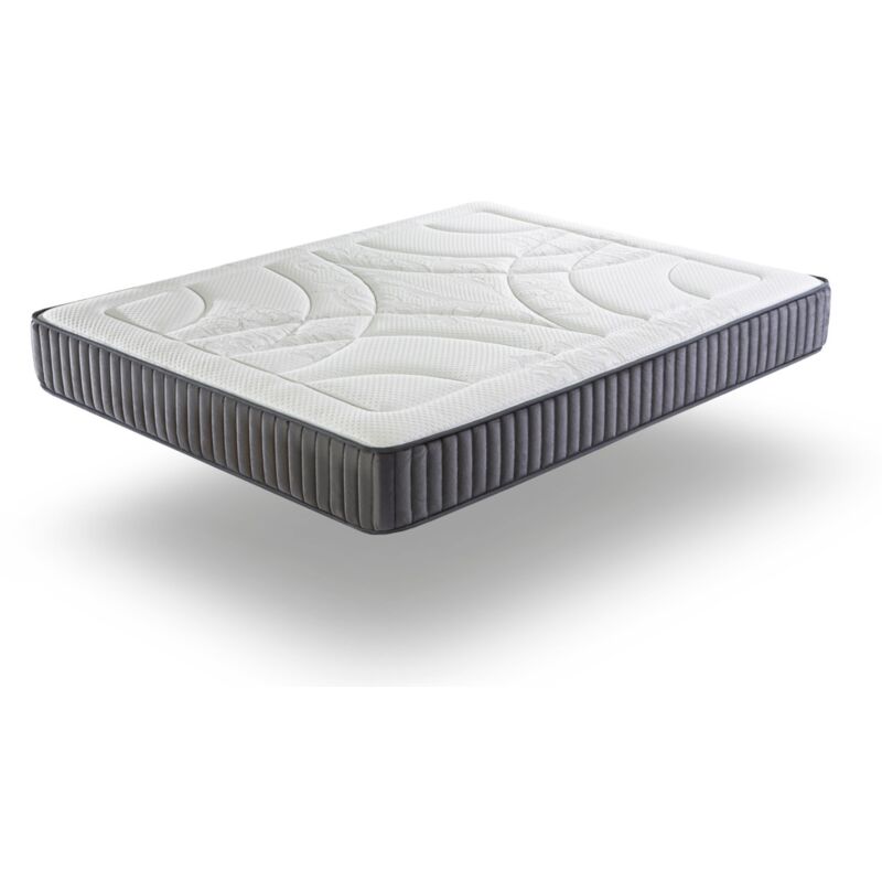Xaluca - Matelas 90X180 bordeaux Épaisseur 25 cm Ressorts ensachés Mousse hr réspirant