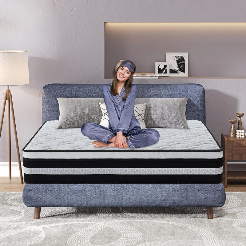 Matelas 160 x 200 cm,ép 26 cm,matelas hybride luxe à mémoire de forme,adapté pour 2 personnes, hypoallergénique, ventilé, résistant
