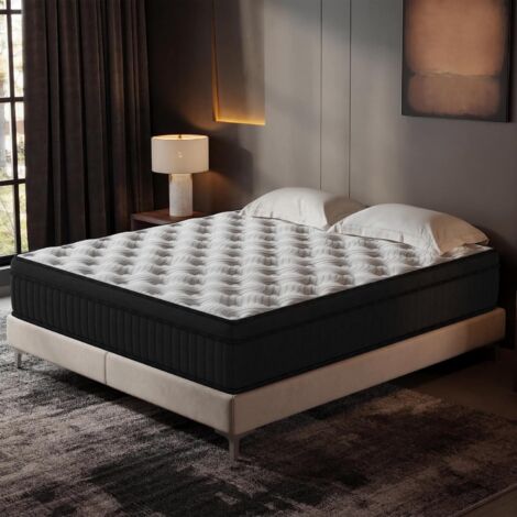 Matelas 160x200 cm, Épaisseur 25 cm, Hybride Mousse & Ressorts Ensachés,  Memoire de Forme, 7 Zones de Confort, Durable & Respirant, Moyen-Ferme, Certifié Oeko-TEX