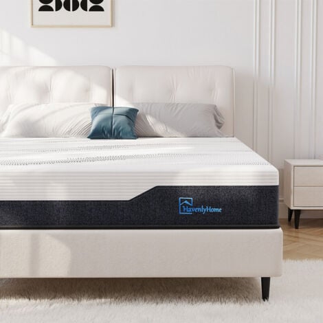 Matelas 160x200 cm HavenlyHome, Très épais 25 cm, Réversible Soutien, Mousse Mémoire de Forme, Respirant, Anti-acarien et Anti-bactérien