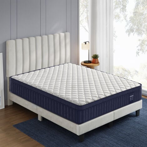 Matelas 160x200 cm INRE, Épaisseur 30 cm, Ressorts Ensachés, Confort Ferme, Solide et Confortable, Certifié Oeko-tex, 7 Zones Différenciées, Bleu