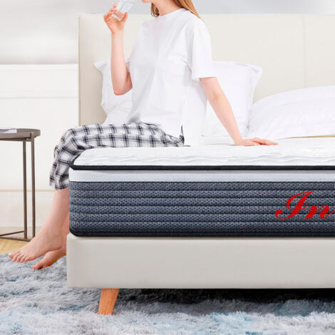 Matelas 160x200 cm INRE mousse à mémoire de forme, épaisseur 20cm, confort ferme, confort optimal, 7 zones ergonomique