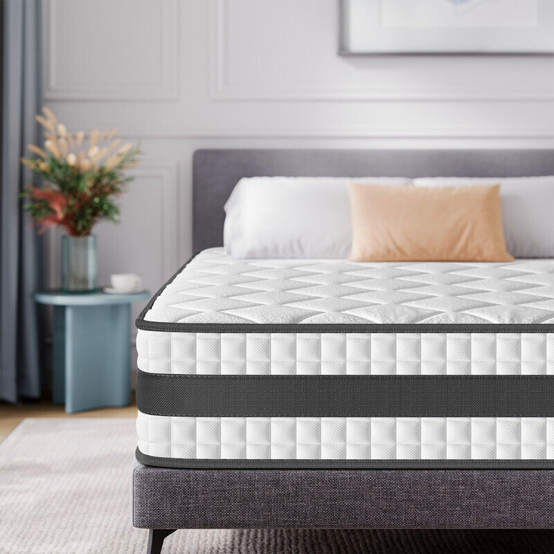 INRE Matelas 160x200 cm  &Eacute;pais 27cm Ressorts Ensach&eacute;s + M&eacute;moire de Forme Moyenne Ferme 7 Zones de Confort Respirant