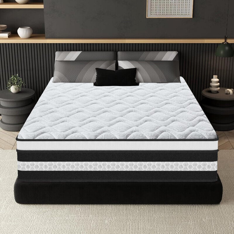 Matelas 160x200 cm - Très épais 27 cm - Mousse à mémoire de Forme et Blue Latex - Confort Équilibré - 7 Zones - Durable - Respirant