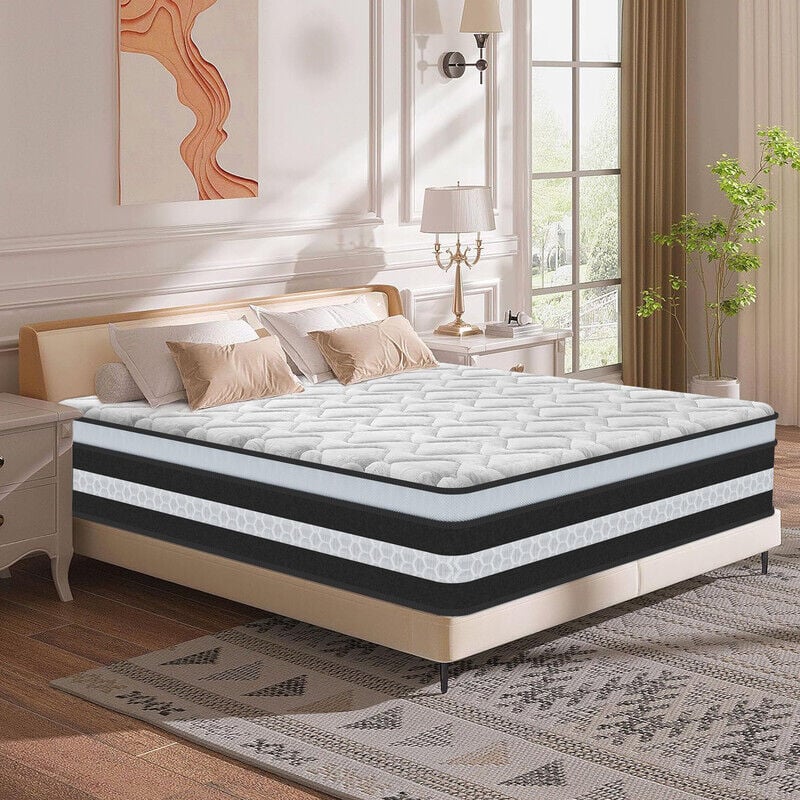 Matelas 160x200 cm - Très épais 25cm - Luxe Matelas de Lit d'Adulte - Matelas à Mémoire de Forme - 7 Zones de Confort - Mi-Ferme