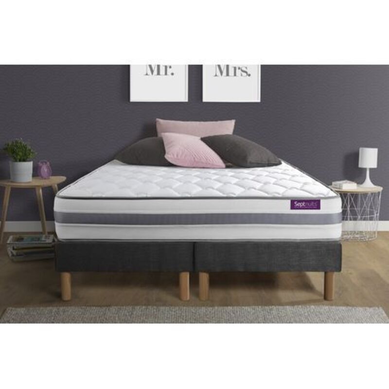 Ensemble matelas sommier Memo spring 160 x 200 cm - Couleur : Gris