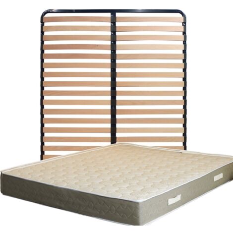 Matelas 160x200 x 23 cm + Sommier + pieds Offerts avec contact latex densité 80 Kg/m3 - Tissu 100% Coton - Soutien Trés Ferme