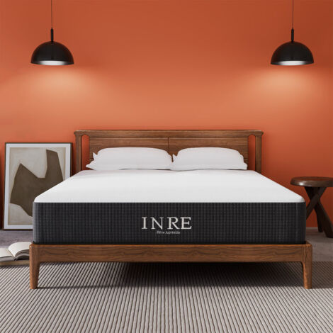 Matelas 180x200 cm INRE, 30 cm - Mémoire de Forme, Réversible, 7 Zones Ergonomiques, Tissu Écologique et Respirant, Confort Optimal
