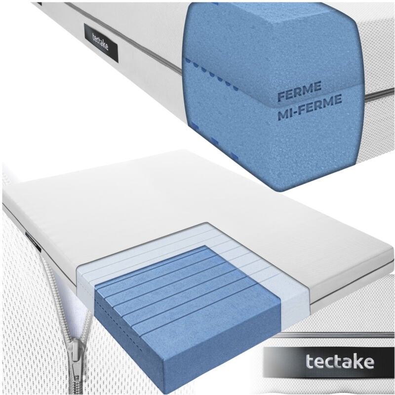 Tectake - Matelas 2-en-1 sky en tissu mesh 3D avec 2 degrés de fermeté -