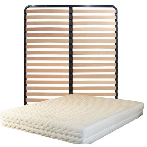 Matelas 200x200 + sommier démonté + pieds + oreiller mémoire + protège  matelas offerts mousse poli lattex indéformable - déhoussable housse  lavable - hauteur 19 cm - soutien ferme Relaxfkit200x200somoreilprot -  Conforama