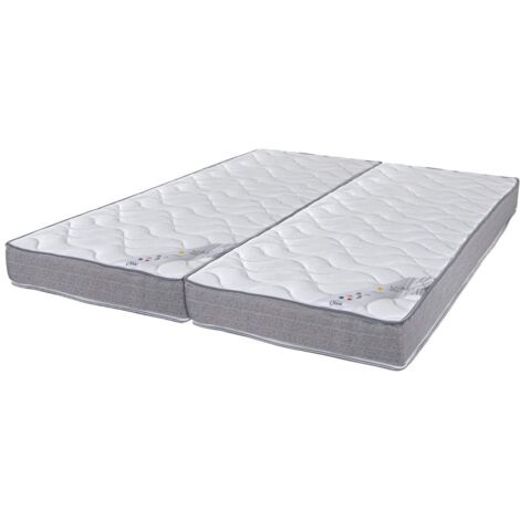 Matelas 2x80x200 Wave - Mousse - Hauteur 19 cm - 3 zones - Soutien ferme