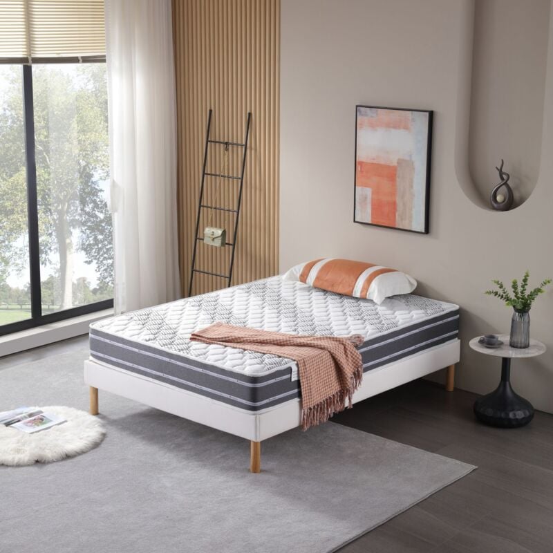 Matelas 140x200 Tissu Maxi tissu 90 % polyester 10 % bambou 240 g/m2 - rembourrage 100 % polyurethane 2 cm - ame 100 % polyurethane 19 cm poli lattex