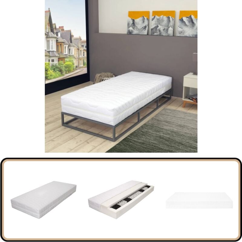 Matelas 80 x 200 cm 7 zones Ressort ensaché 20 cm H2 - Matelas à Ressorts Ensachés - Matelas Confortable - Matelas Double Zone - Matelas Anti Douleur