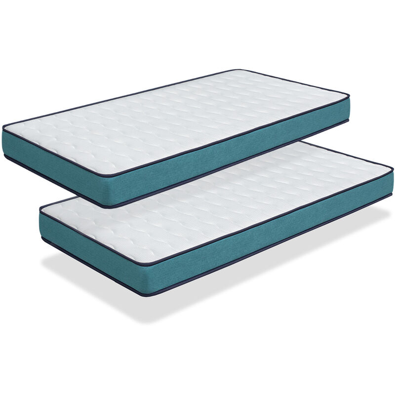Matelas lot 2 confort pro 80x160 Épaisseur 14 cm – Rembourrage super soft - Juvénil - idéal pour les lits gigognes