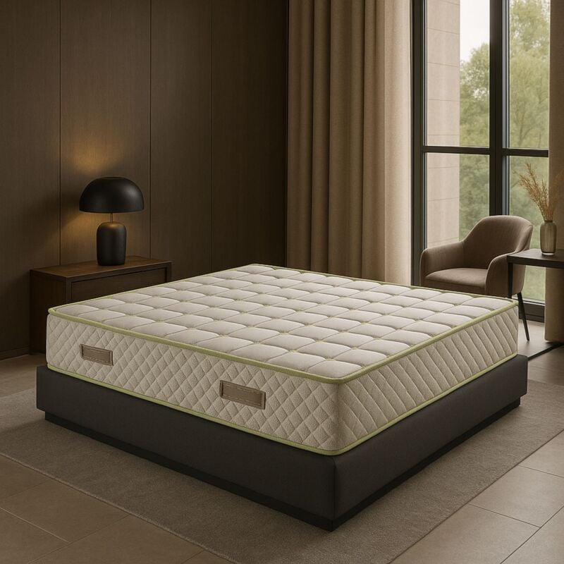 Matelas 120x190 Tissu avec Maxi Naturel Mousse hr 35 Kg/m3 Hauteur 21 Cm - Trés Ferme + Protège Matelas offert 120 190 Maxi