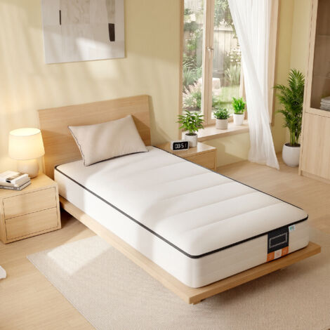 Matelas 90 x 190 cm, Mousse Mémoire de Forme Gel, Matelas Soutien 7 Zones, Housse Lavable, Chambre, Blanc