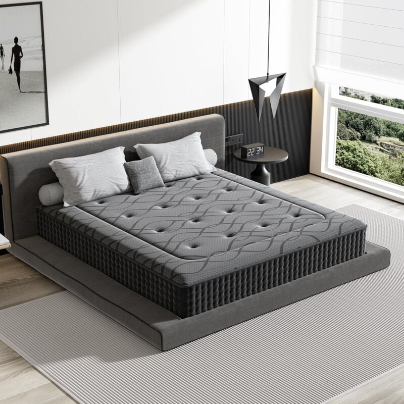 Dewinner - Matelas 140 x 200 x 30 cm Mousse à mémoire de Forme Epaisseur 30 cm, Rembourrage très doux, Ressorts individuels, Absorbant l'humidité,