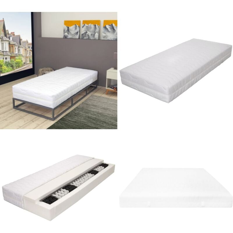Matelas 90 x 200 cm 7 zones Ressort ensaché 20 cm H3 - Matelas à Ressorts Ensachés - Matelas Confortable - Matelas Double Zone - Matelas Orthopédique